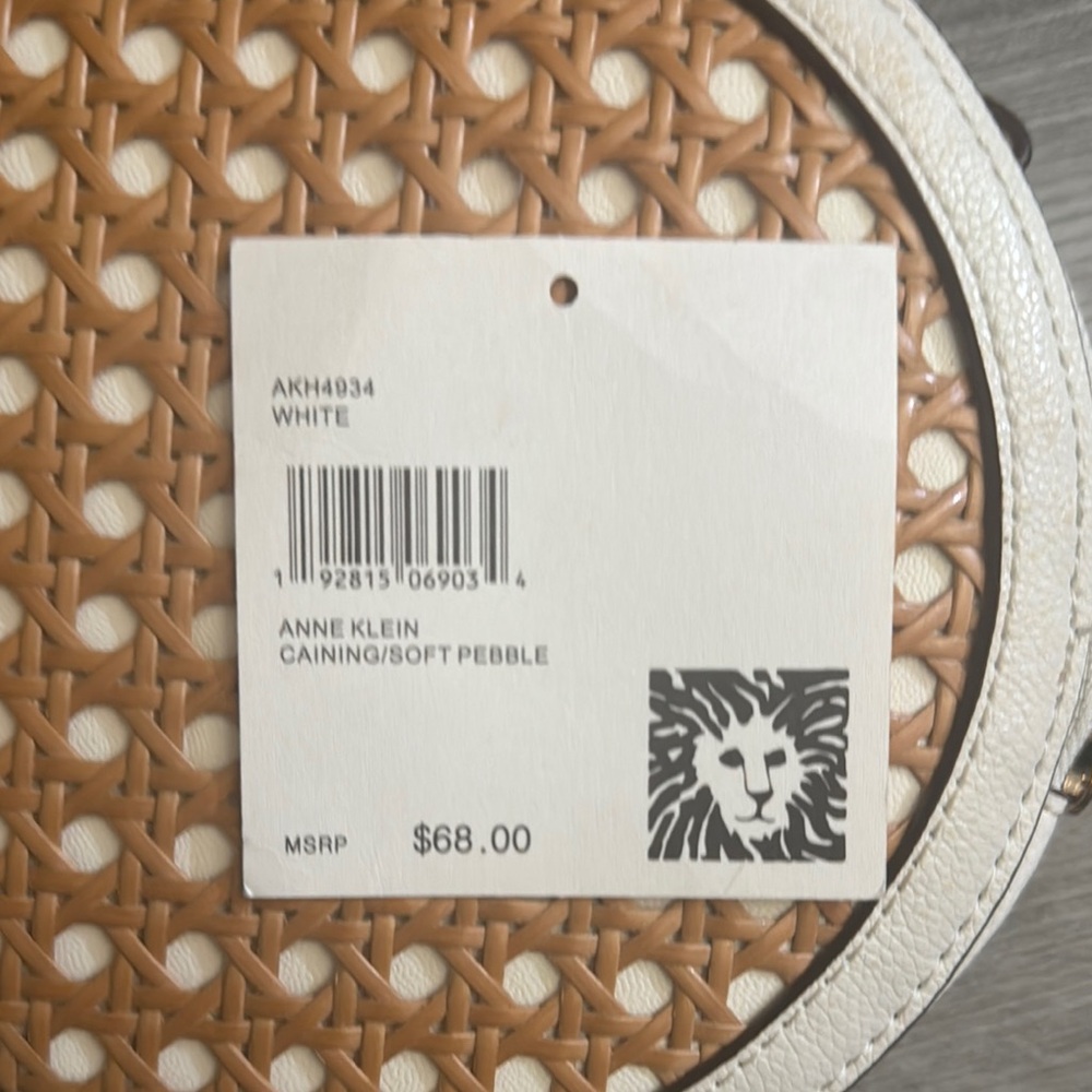 Anne Klein Leather Cream & Tan Woven Crossbody Bag with Top Handle - Picture 2 of 15